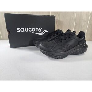 Saucony Guide Metro LE Women‎ 9 Triple Black Leather Run Walking Work Shoes